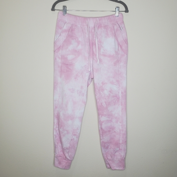 Free People Movement Work It Out Pink & White Tie Dye Fleece Jogger Sweatpants - Picture 5 of 13